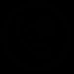 Black telephone handset icon with sound waves inside a black circle, representing a phone call or communication.